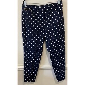 Jones New York Navy and White Polka Dot Slim Ankle Pants
